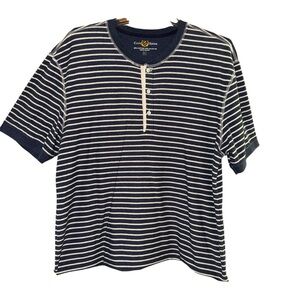 Club Room Men’s Shirt Size XL Macys Polo Short Sleeve Blue/White Soft Striped